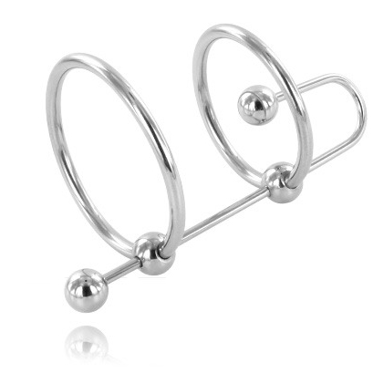 Anneau Cockring Double Metal Hard avec Butée Urétrale - METAL HARD