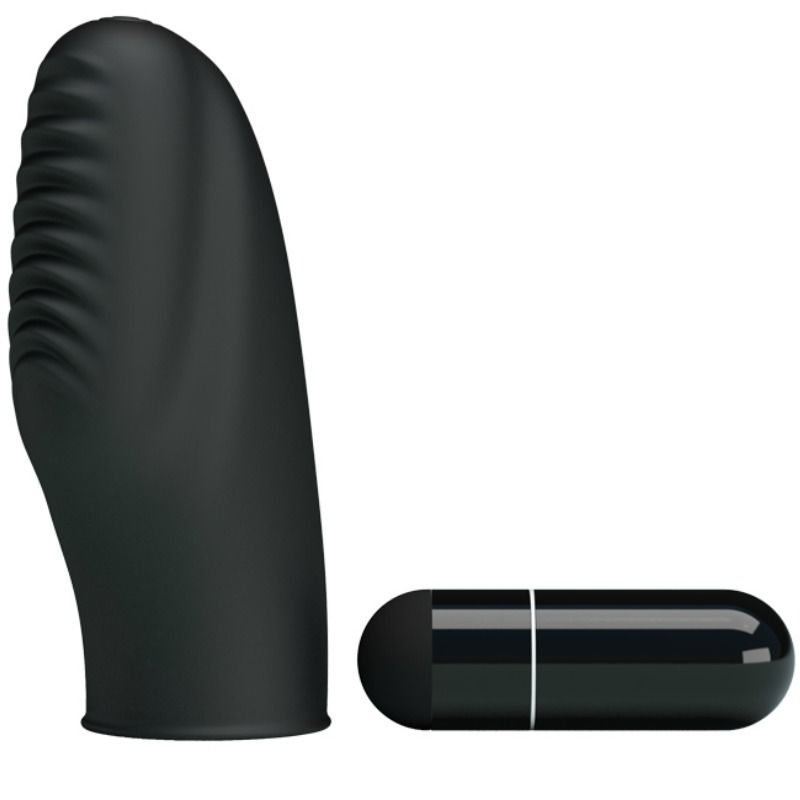Stimulateur Doigt Vibrant Texturé Noir - Pretty Love