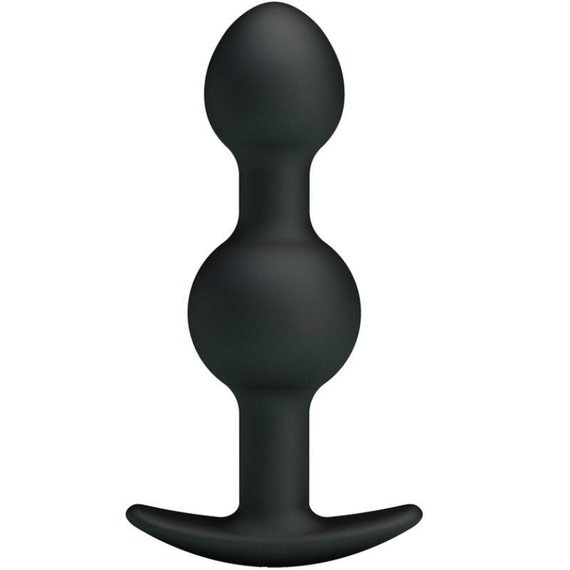 Boules Anales Lestées Silicone Noires 10,3cm - Pretty Love