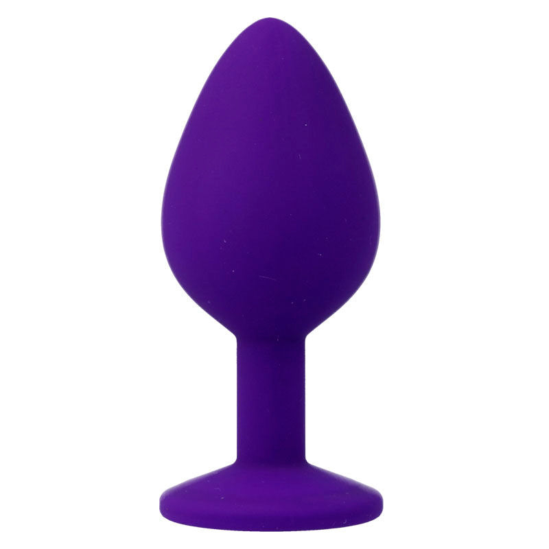 Plug Anal Intense Silicone Strass Lilas Taille M - Waterfeel