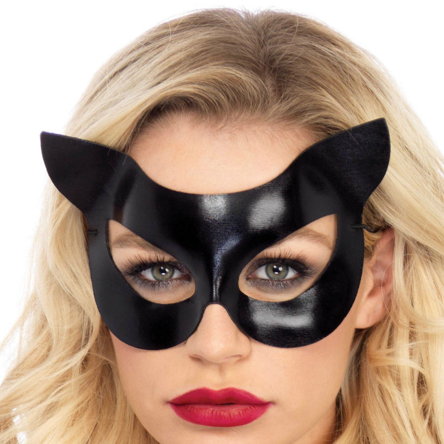 Masque Chat Vinyle Noir Fetish - Leg Avenue
