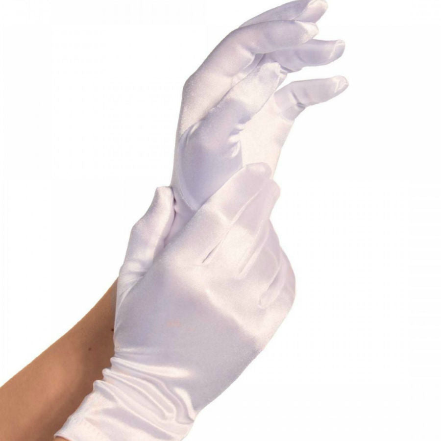 Gants Satin Courts Élégants Blancs - Leg Avenue