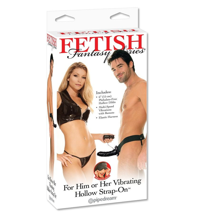 Gode Ceinture Vibrant Creux Noir 15cm - Fetish Fantasy