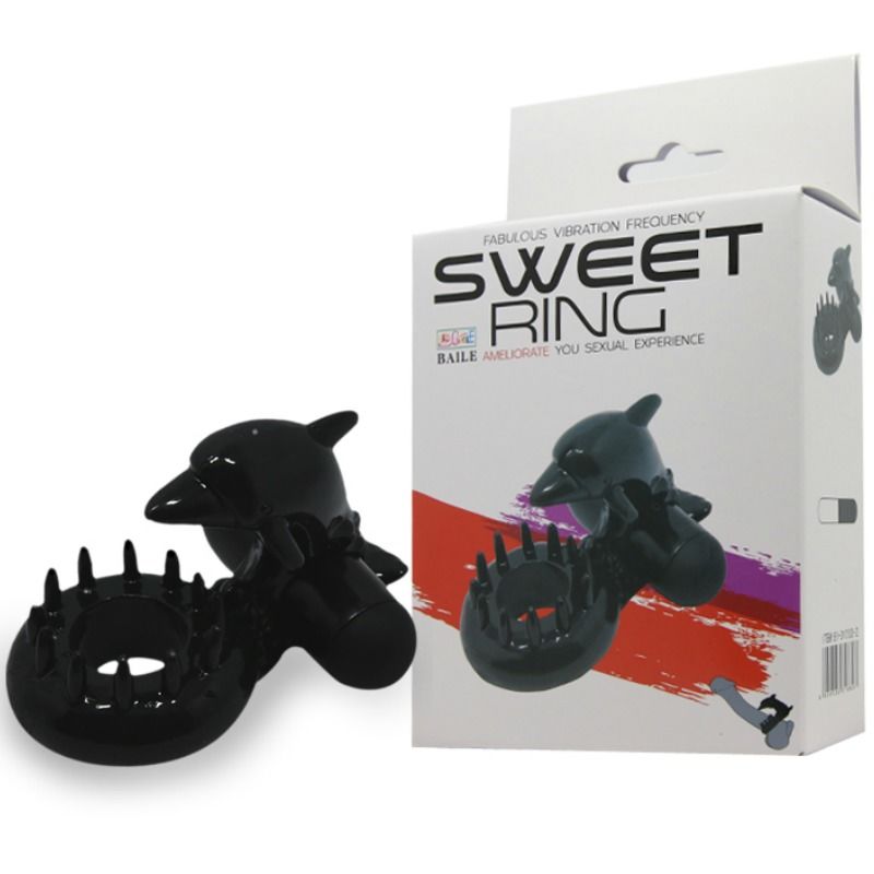 Baile - Anneau Pénien Vibrant avec Dauphin Sweet Ring - Noir