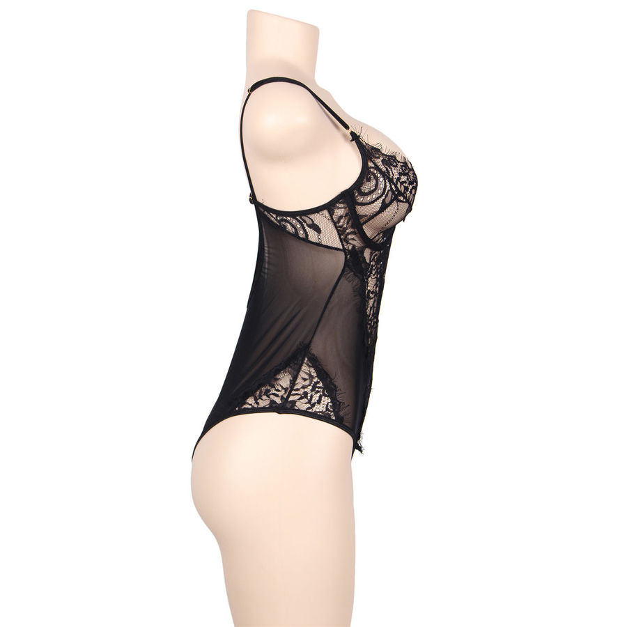 Body Teddy Queen Plus Dentelle Florale Noir - Subblime - SUBBLIME QUEEN PLUS SIZE