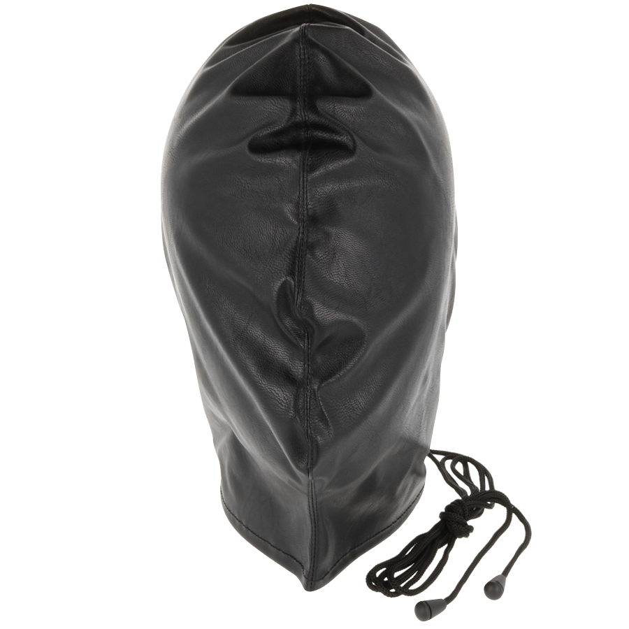 Darkness – Cagoule BDSM de soumission noire en satin