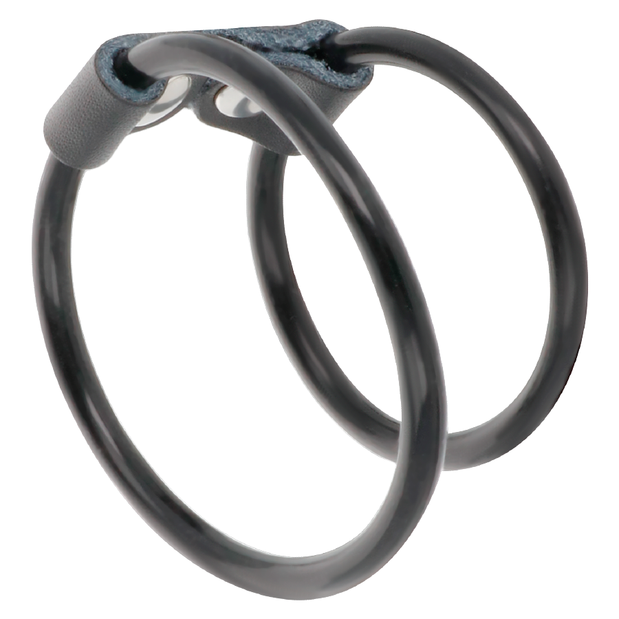 Anneau Pénien Double Flexible Cuir et Caoutchouc - Darkness - Darkness