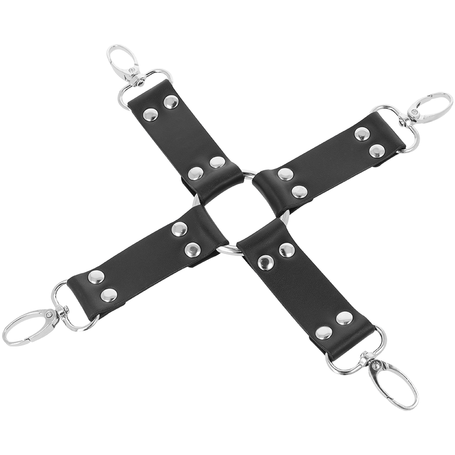 Dakness – Kit Hogtie en X en Cuir - Noir