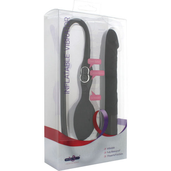 Vibromasseur Gonflable en forme de Pénis Noir - Seven Creations