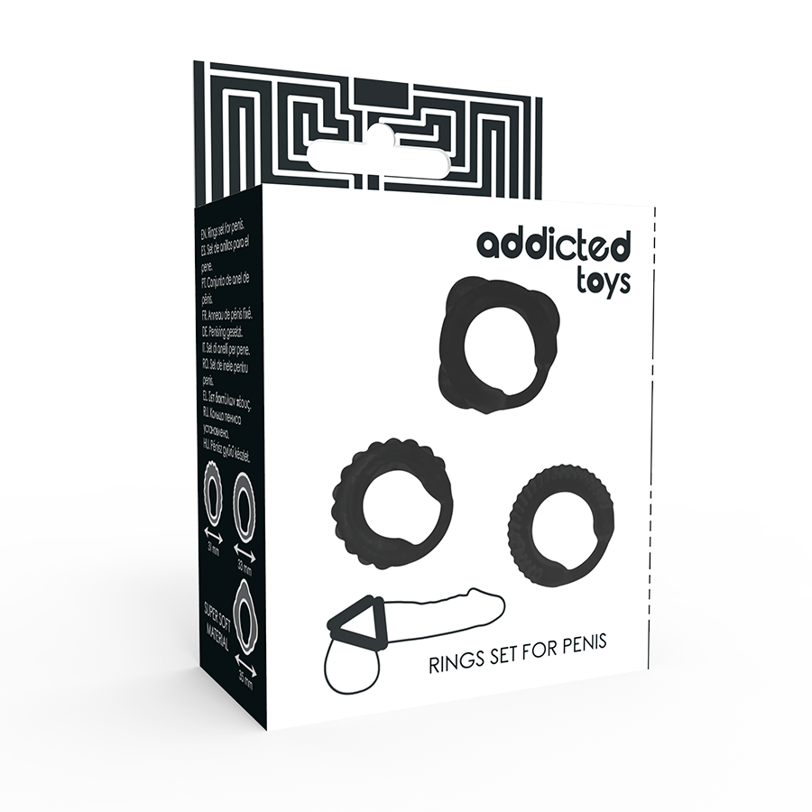 Anneaux Péniens Ensemble C-Ring Noir - Addicted Toys