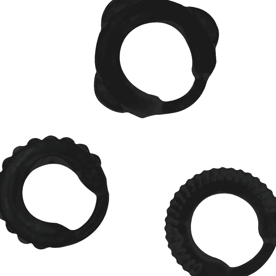 Anneaux Péniens Ensemble C-Ring Noir - Addicted Toys
