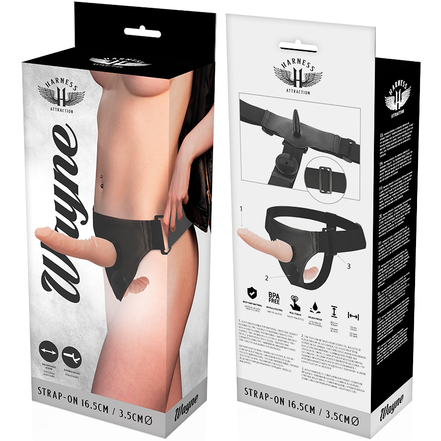 Harness Attraction – Gode ceinture double pénétration Wayne – 16,5 cm