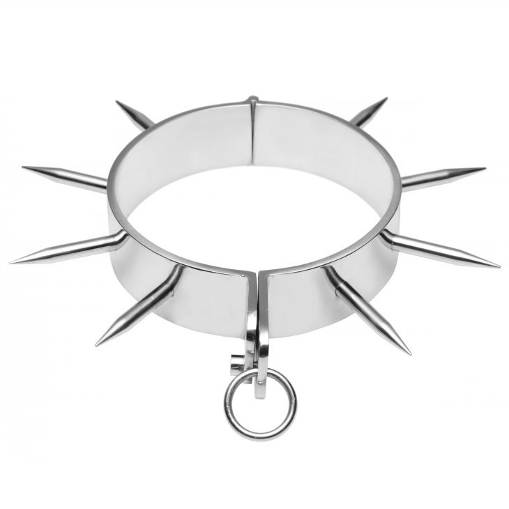 Collier BDSM chromé à pointes avec anneau en O - Metal Hard - METAL HARD