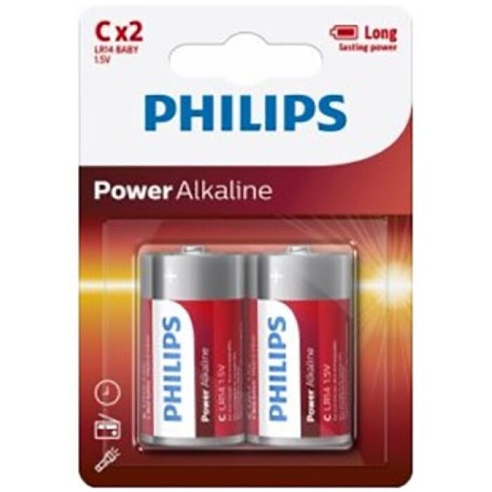 Piles Alcalines C LR14 Power Alcaline x2 - Philips - PHILLIPS