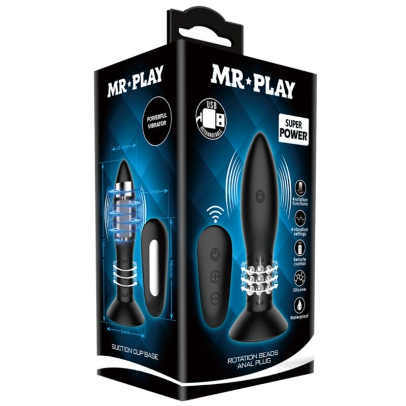 Mr Play - Plug Anal en silicone avec billes rotatives - Noir