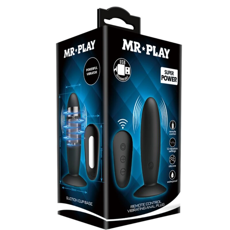 Mr Play - Plug Anal Vibrant avec Télécommande Noir