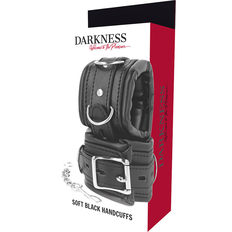 Darkness – Menottes bondage en cuir rembourrées noires