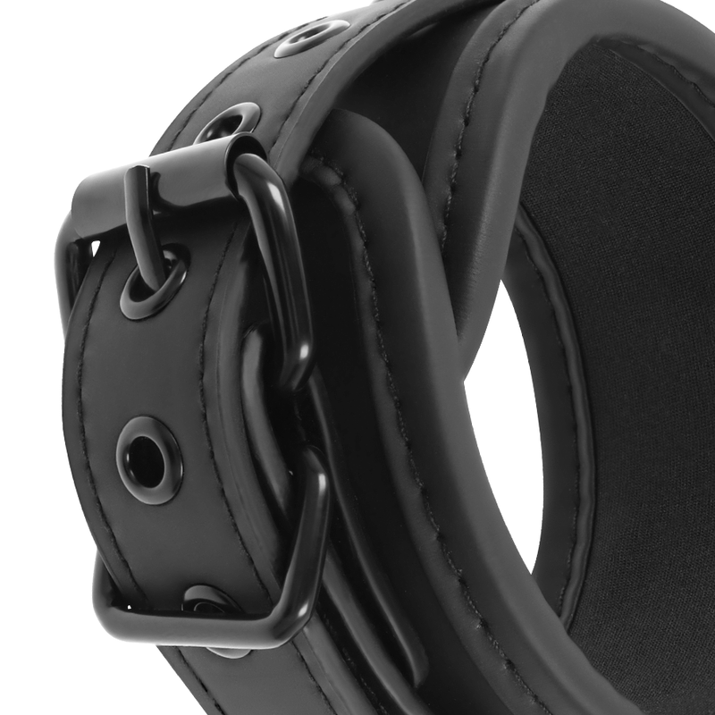 Fetish Submissive – Menottes en Cuir Synthétique Noir BDSM