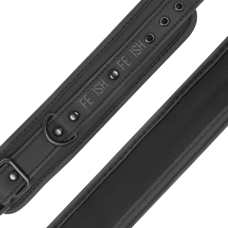 Fetish Submissive – Menottes en Cuir noir avec Collier de Cou BDSM