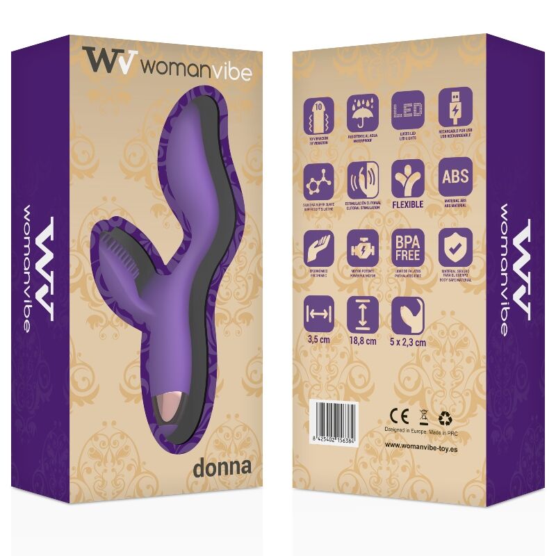 Vibromasseur double moteur Donna lilas et or - Womanvibe - WOMANVIBE
