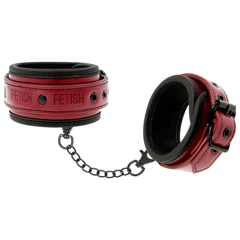 Fetish Submissive – Menottes de cheville BDSM en Cuir Rouge