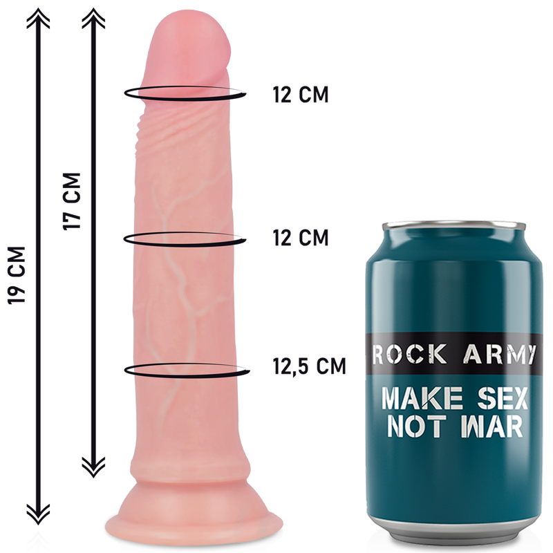 Rock Army - Gode Ceinture Réaliste avec 3 Cockrings / 19 cm