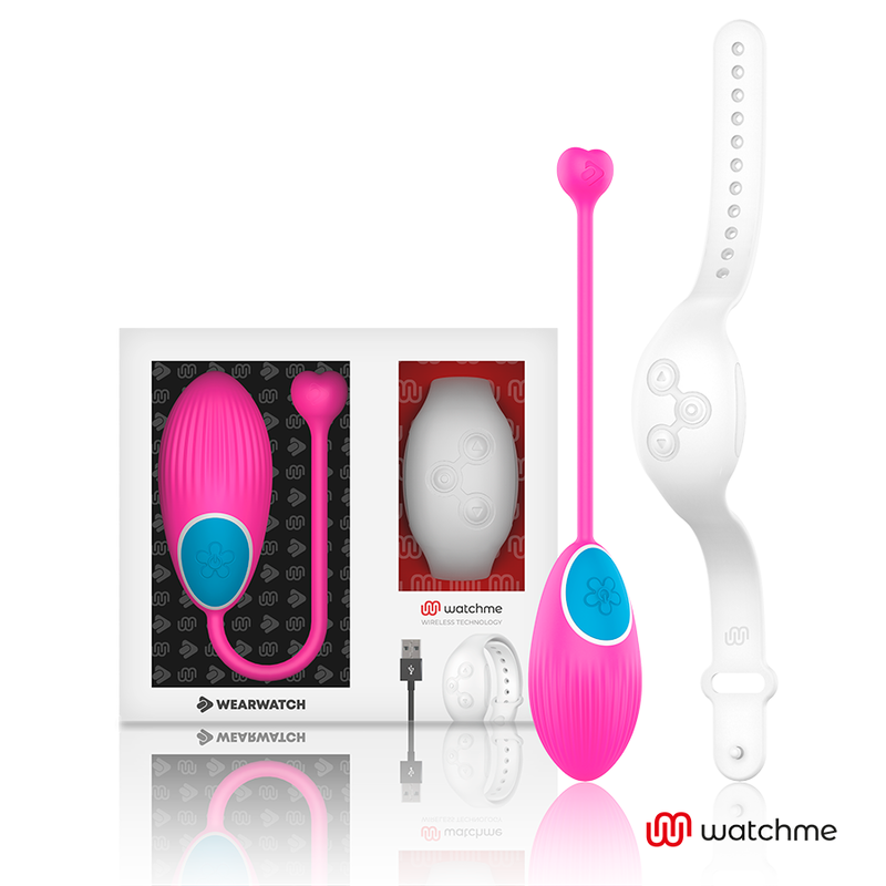 Wearwatch – Oeuf vibrant avec bracelet télécommandé – Blanc/Fuchsia