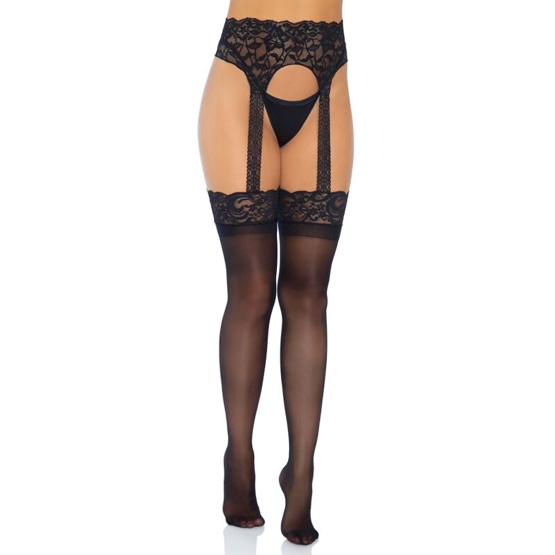 Bas Jarretières Opaques Dentelle Taille Unique - Leg Avenue