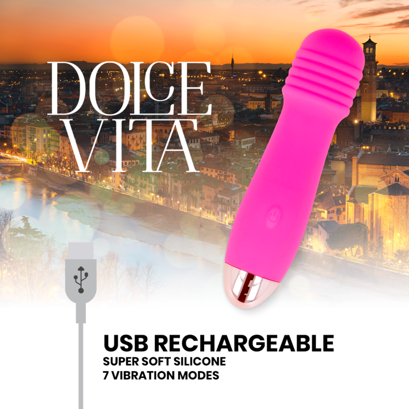 Mini Vibrateur Rechargeable Rose 7 Vitesses - Dolce Vita