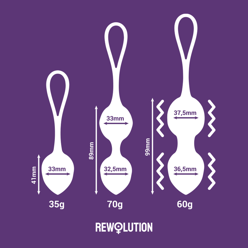 Rewolution – Kit de 3 Boules de Geisha Vibrantes avec Télécommande - Violet