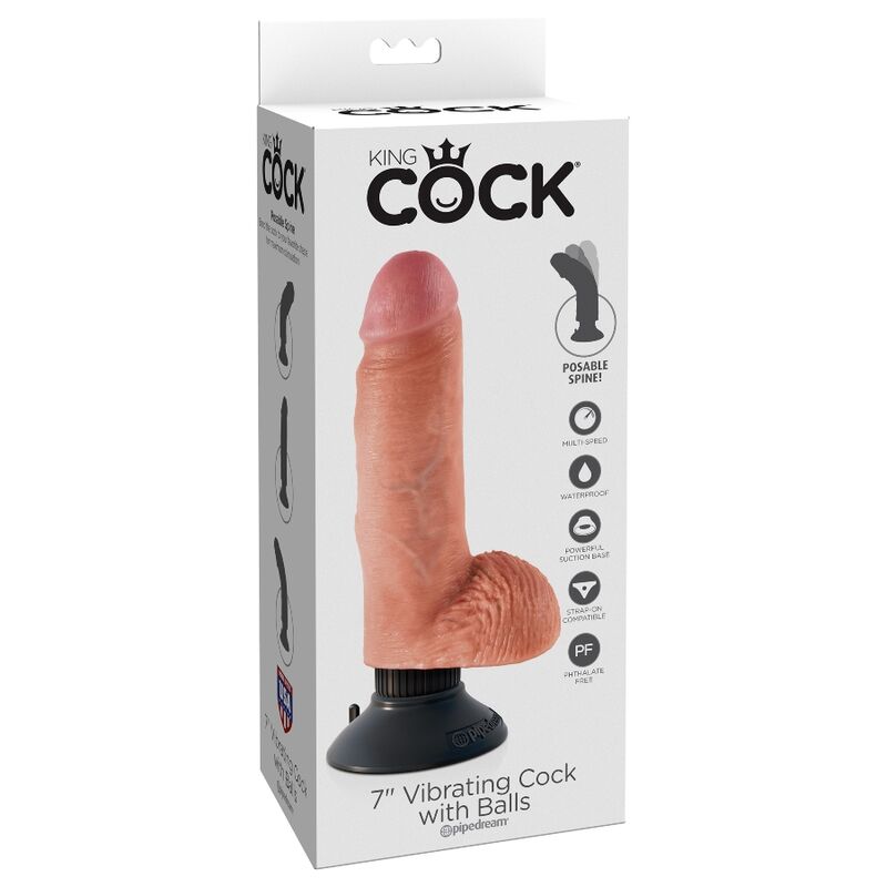 Gode Vibrateur King Cock avec Testicules 17,78 cm - Pipedream