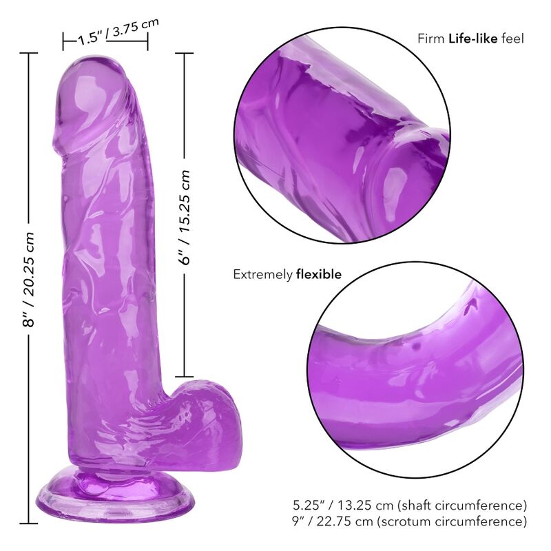 Gode Ventouse Réaliste Violet Translucide 15,3cm - CalExotics