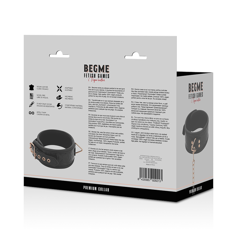 Collier BDSM Black Edition Premium Cuir Vegan - BEGME - Begme Fetish Games