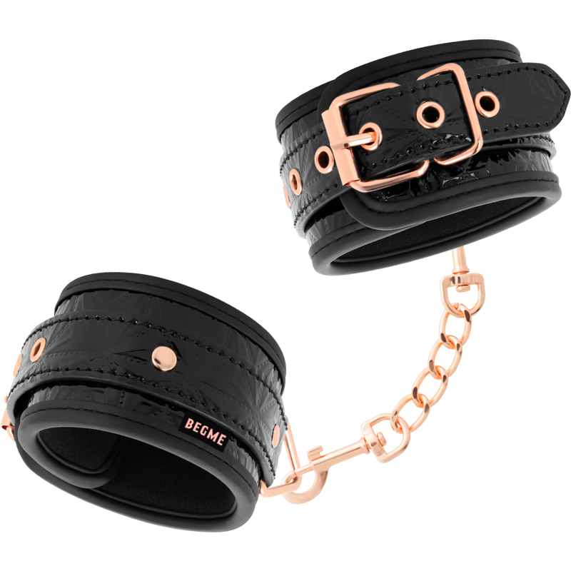 Menottes BDSM Black Edition Premium Cuir Vegan - Begme - Begme Fetish Games