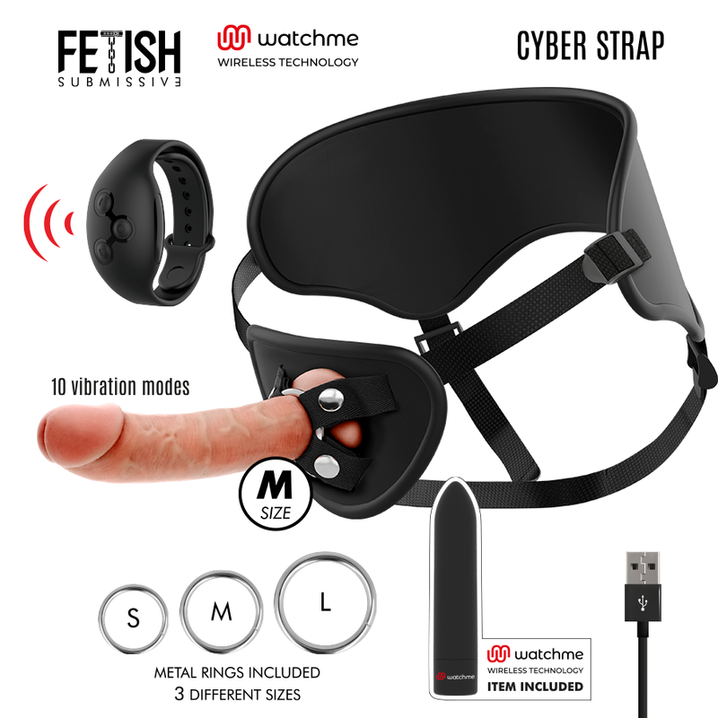 Fetish Submissive - Gode Ceinture Vibrant avec Télécommande / 17,5 cm