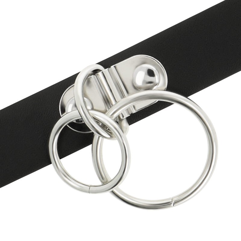 Collier BDSM Ras de Cou Double Anneau Noir - Coquette Chic