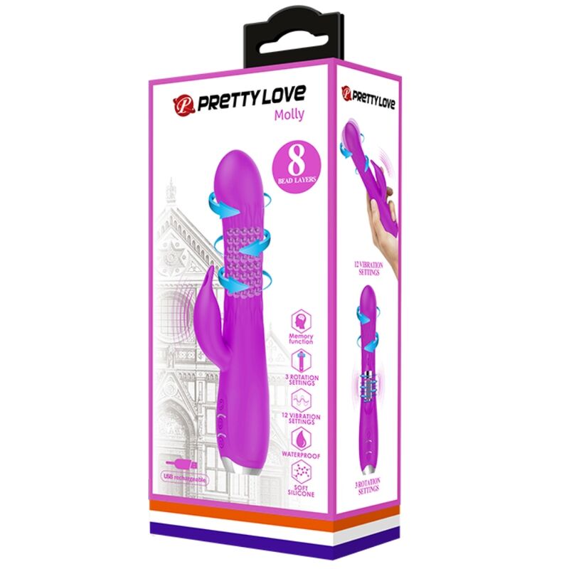 Vibromasseur Rabbit Molly Rotatif Violet - Pretty Love