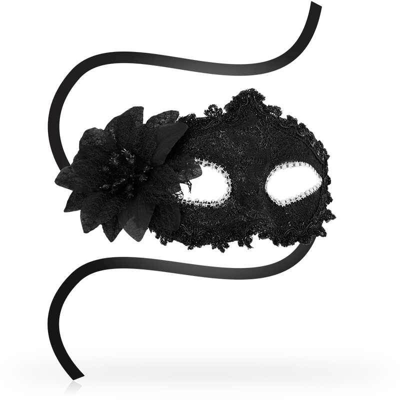 Ohmama - Masque vénitien en dentelle noir avec fleur
