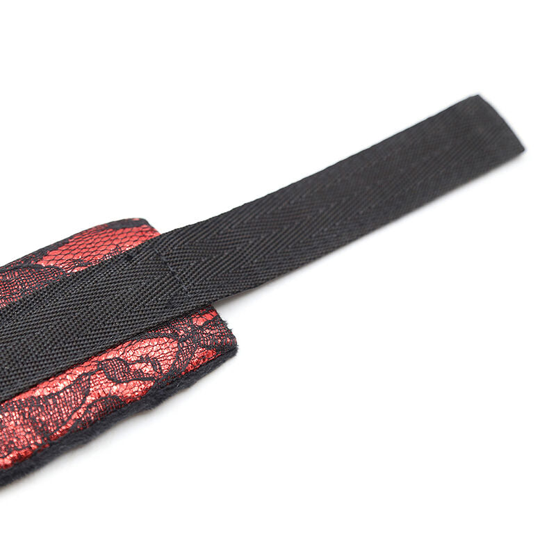 Menottes en velours avec ruban nylon rouge et noir - Ohmama - OHMAMA FETISH