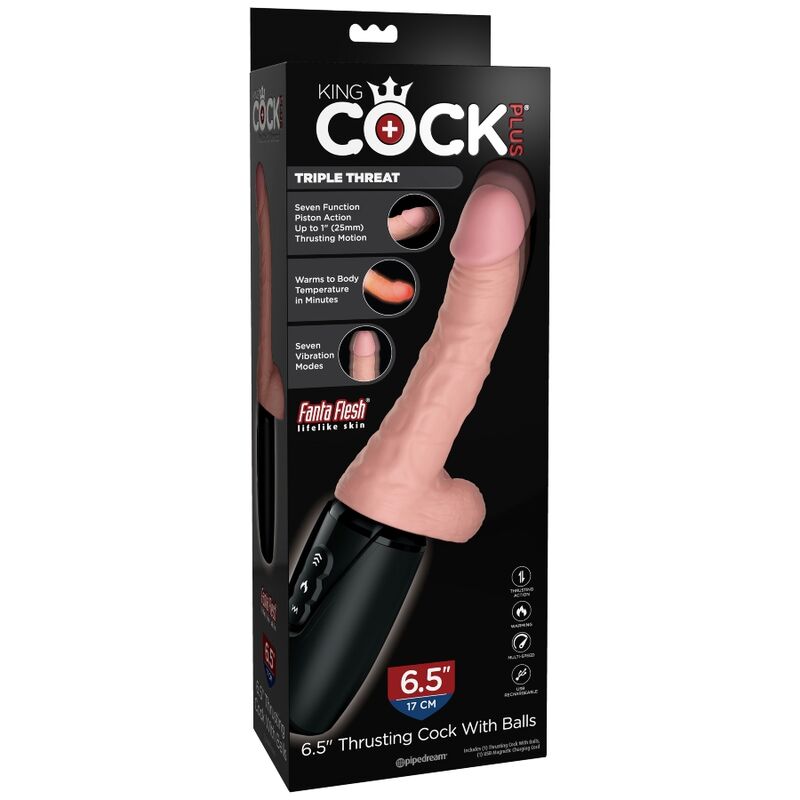 Gode Réaliste King Cock Plus Triple Menace Peau Claire - Pipedream