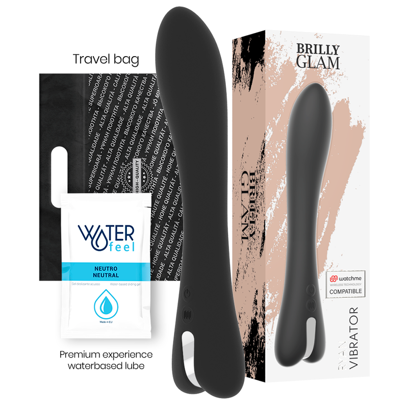 Vibrateur Ryan Noir et Argent Compatible Watchme - Brilly Glam