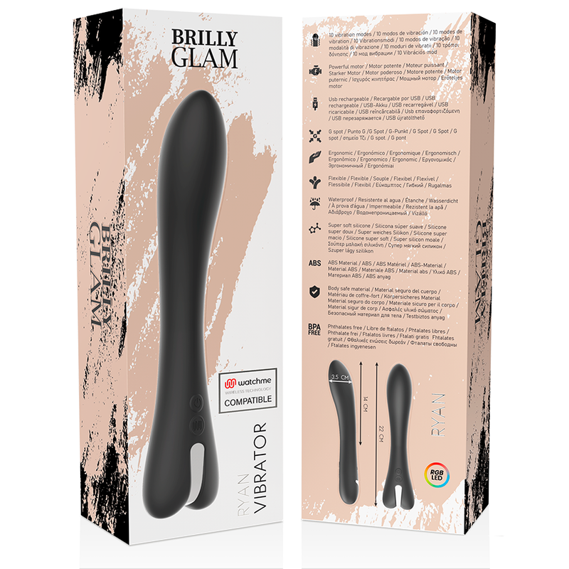 Vibrateur Ryan Noir et Argent Compatible Watchme - Brilly Glam