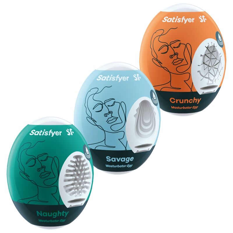 Coffret 3 Oeufs Masturbateurs Eggcited Naughty Savage - Satisfyer