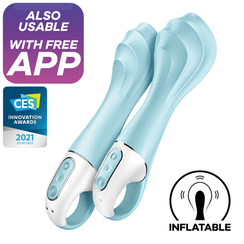 Vibromasseur Point G Gonflant Air Pump Vibrator 5+ Bleu - Satisfyer