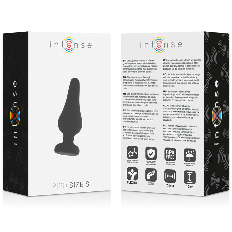 Plug Anal Pipo Taille S Noir 9,8 cm - Intense