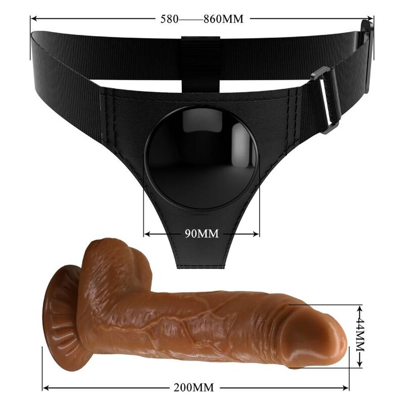 Pretty Love - Gode Ceinture avec Gode Ventouse Marron / 20 cm