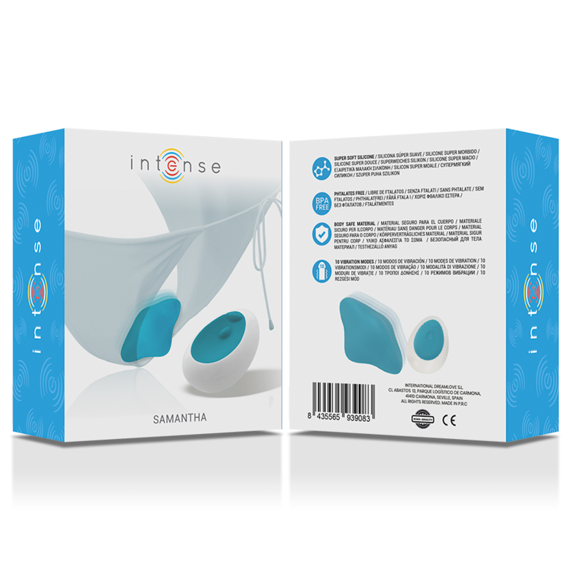 Vibromasseur Culotte Intense Panty Télécommandé Bleu - Samantha