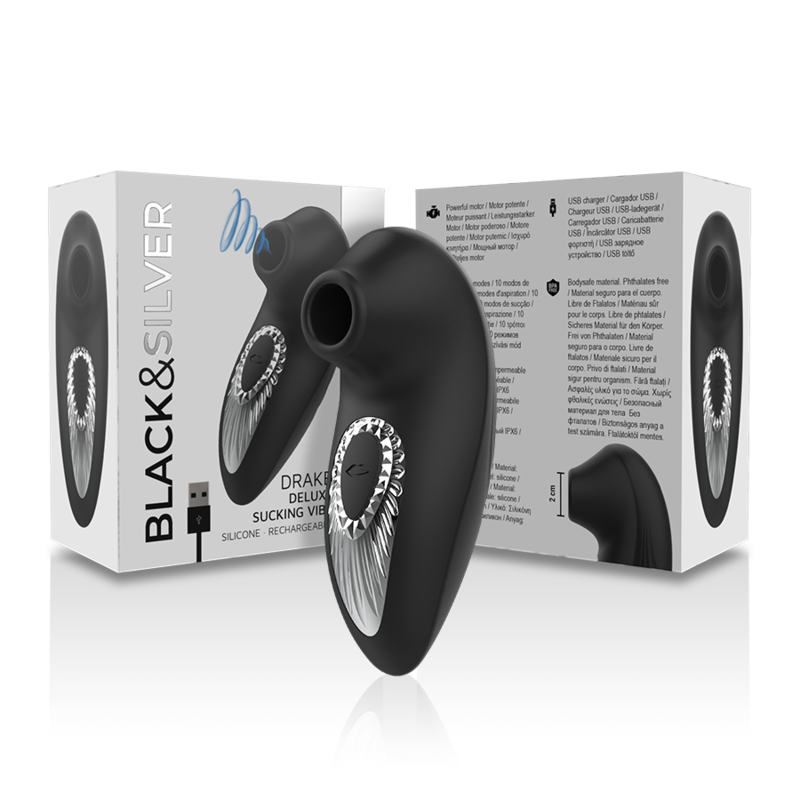 Stimulateur Clitoridien Drake Deluxe Sucking Vibe Noir - Black&Silver