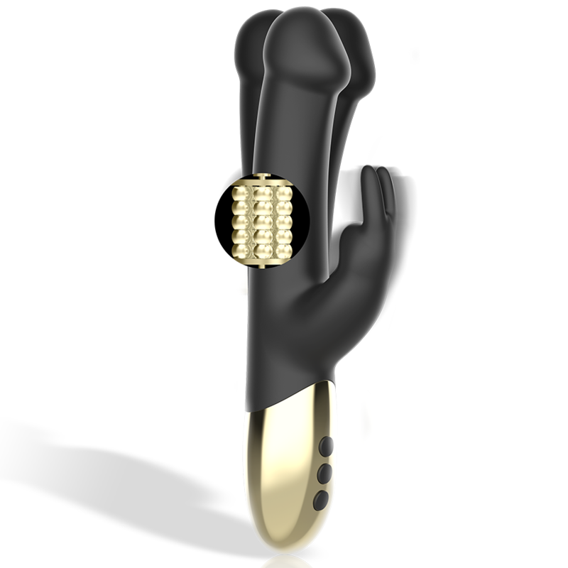 Vibromasseur Lapin Rotatif Ibiza Noir et Or - Ibiza