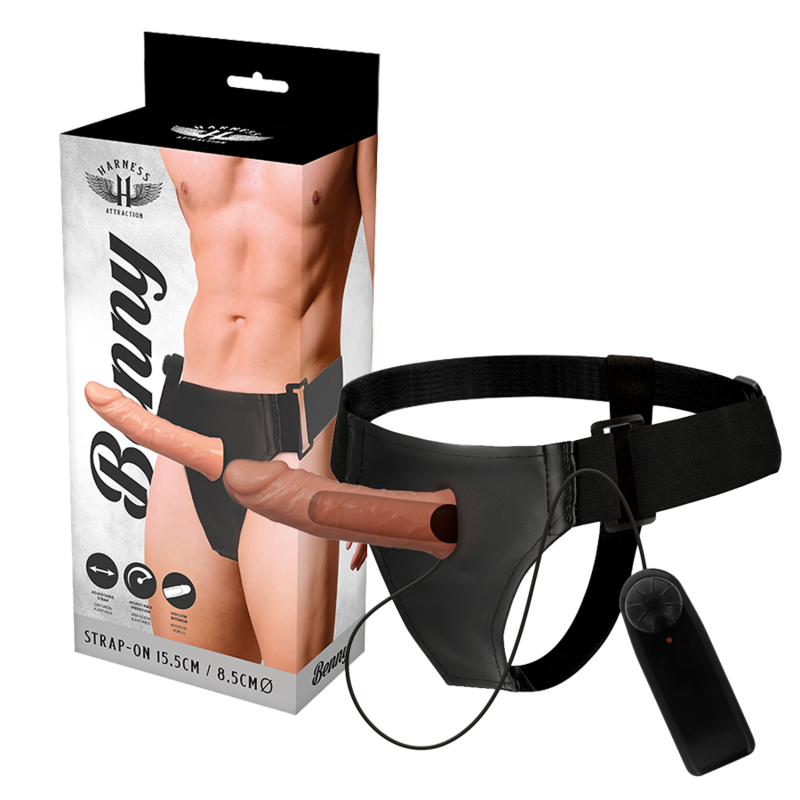 Harness Attraction – Gode ceinture Benny avec vibromasseur – 15 cm